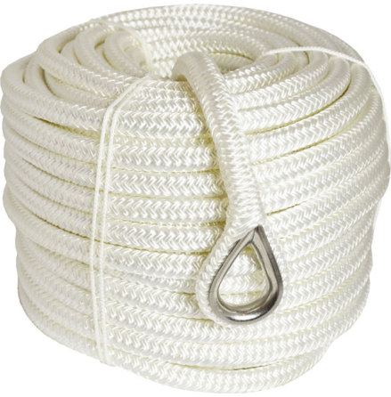 Fltad ankarlina med rostfri kaus          